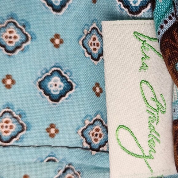 Vera Bradley Java Blue Quilted Cotton Wristlet Wallet Brown Aqua Retired - Picture 8 of 8